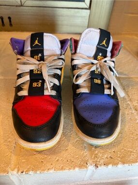 Jordan Kids Multi-Color Low-Top Sneakers — Red & Purple Toe Caps- RARE
